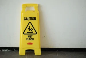 yellow caution floor sign